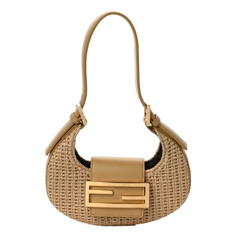 fendi cookie raffia|FENDI Raffia Vitello King Mini Cookie Hobo Bag Naturale Sahara .